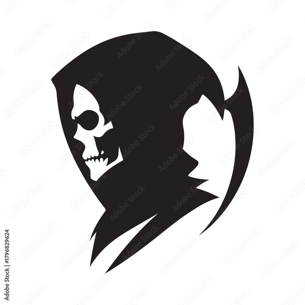 Fototapeta premium minimalist grim reaper vector silhouette clip art logo design illustration