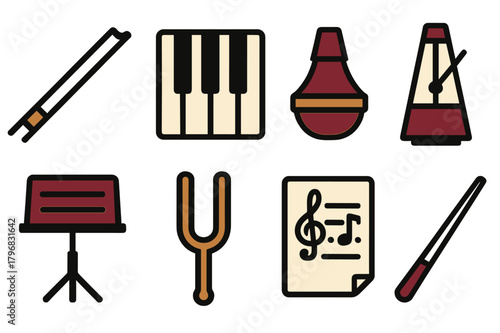 Musical instruments and tools for composition and practice used in a studio setting