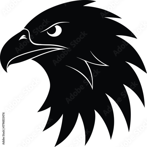 Eagle Head Silhouette Vector Graphic: Bird of Prey Logo, Falcon Icon, Hawk Symbol on Transparent Background