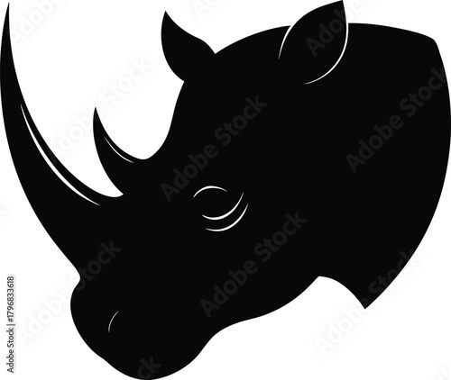 Rhino Silhouette Vector Illustration Animal Icon Wildlife Design Mammal Graphic Nature Fauna Symbol Contour Wild Horn Art