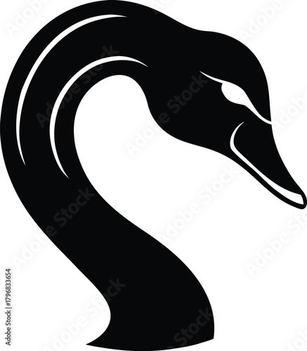 Swan Silhouette Illustration Aquatic Bird Graceful Elegant Nature Wildlife Animal Icon Logo Mascot Symbol Graphic Design Element