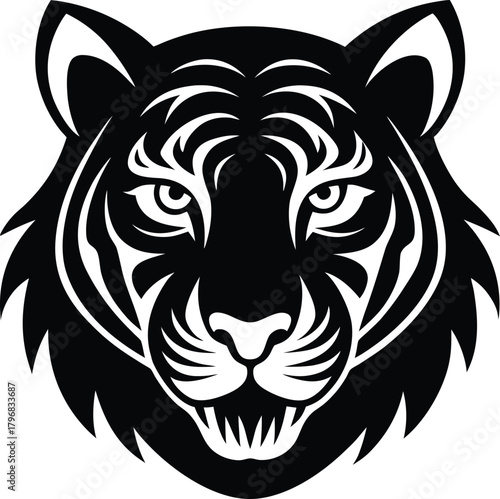 Tiger Silhouette Illustration Wild Feline Predator Carnivore Jungle Animal Nature Wildlife Icon Logo Mascot Symbol Graphic Design Element