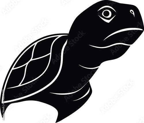 Sea Turtle Silhouette Vector Illustration: Marine Reptile Logo, Wildlife Icon, Ocean Animal Symbol on Transparent Background