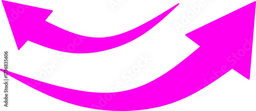 Two smooth, curved pink arrows pointing in opposite directions, perfect for presentations, flowcharts, navigation graphics, and modern digital design elements.
