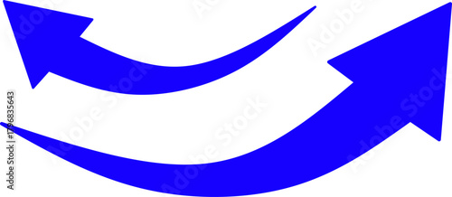 Two smooth, curved blue arrows pointing in opposite directions, perfect for presentations, flowcharts, navigation graphics, and modern digital design elements.
