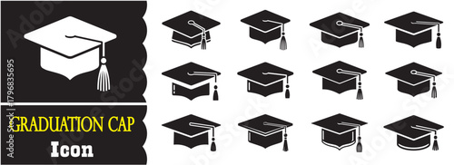 Set of graduation cap Icon, graduation cap Vector Collection