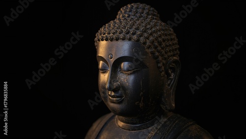 Wallpaper Mural Buddha statue on a dark backdrop, a symbol of tranquility and focus Torontodigital.ca