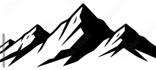 A black and white silhouette of a mountain range, black, blanket, illustration, mountain, mountain landscape, peak, profile, against transparent background
