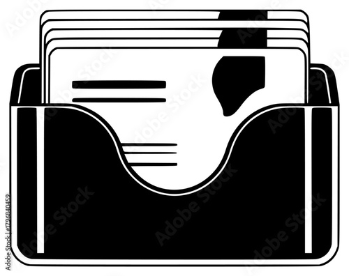 A black and white icon of a wallet with a credit card inside, black, briefcase, envelope, file, flat, folder, icon, illustration, pocket, against transparent background