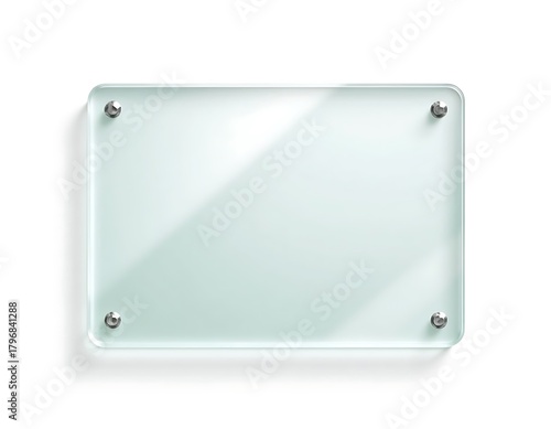 Frosted glass board mockup with standoffs on white background