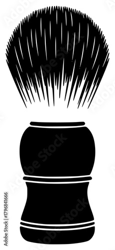 A black and white silhouette of a shaving brush and container, black, brush, comb, cosmetic, hairbrush, icon, illustration, profile, against transparent background