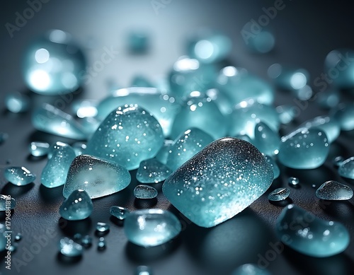 Shimmering translucent aqua crystalline forms abstract cool backdrop