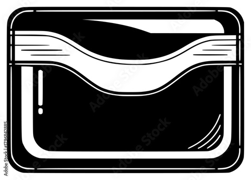 A black and white icon of an open envelope, alcohol, black, bottle, icon, illustration, liquid, white, against transparent background