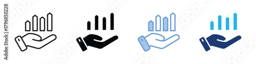 Statistics icon set multiple style collection