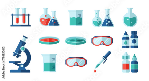 Flat Vector Science and Laboratory Icon Set