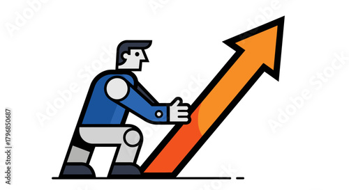 Man pushing up arrow - Business success concept