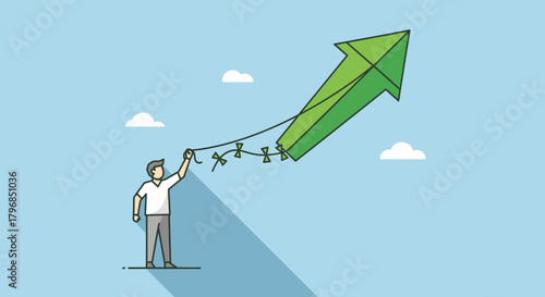 businessman climbing up arrow