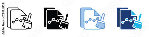Data cleaning icon set multiple style collection