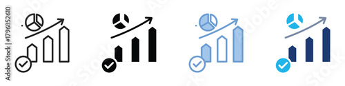Inferential statistics icon set multiple style collection