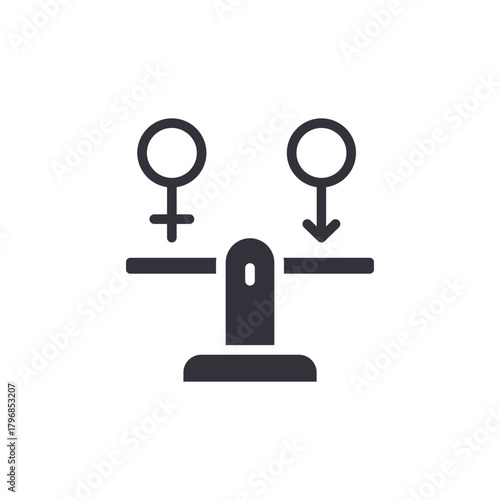Gender Equality Symbol On Scales Flat Design Illustration