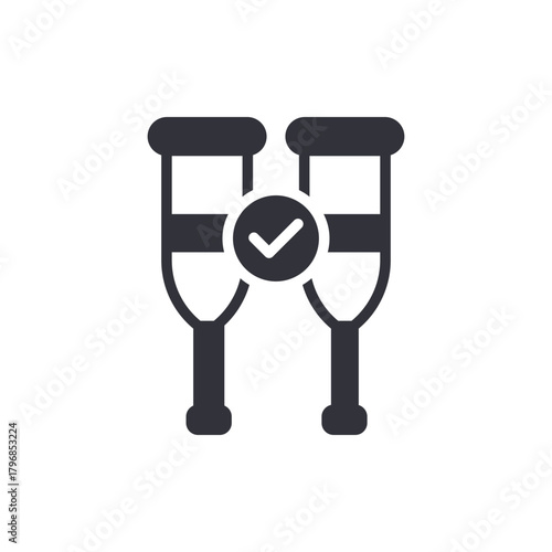 Approved Crutches Medical Assistance Support Icon Graphic