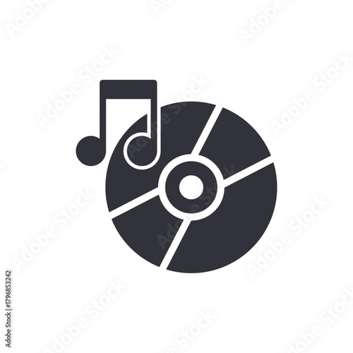Digital Music Record With Note Symbol Media Concept