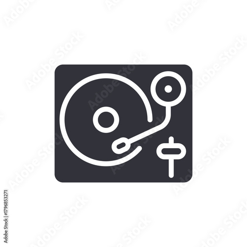 Vinyl Record Player Minimalist Gray Scale Icon Illustration