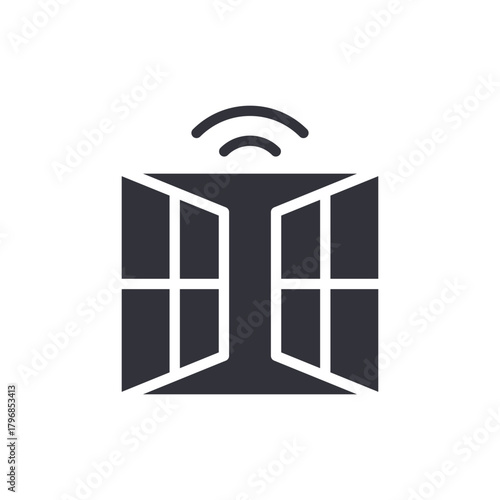 Smart Window With Wireless Connection Modern Icon Design