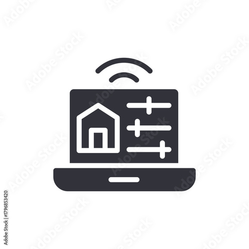 Smart Home Control System On Laptop Interface Icon