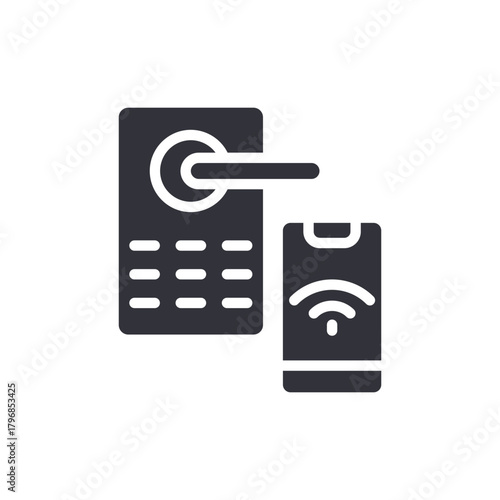 Smart Lock System With Mobile Access Icon Design