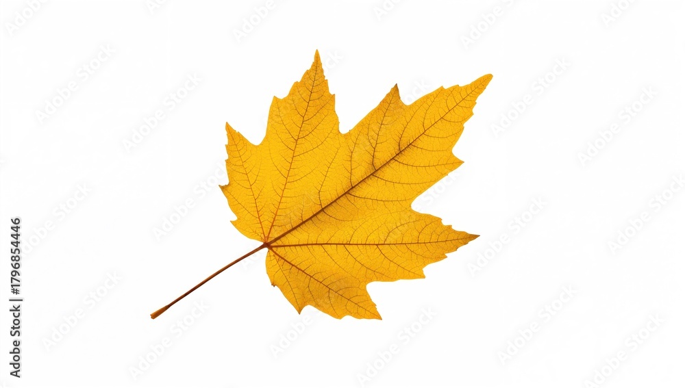 Fototapeta premium Yellow Maple Leaf on White Background, seasonal change