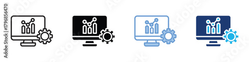 Data management icon set multiple style collection
