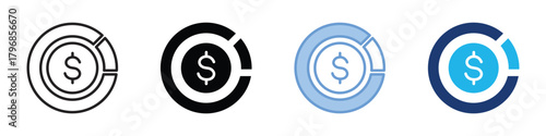 Dollar icon set multiple style collection