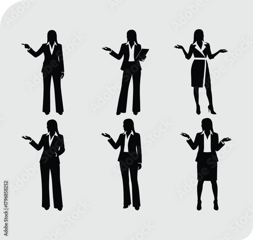 Business silhouettes, professional people, corporate attire, confident poses, office gestures, leadership style, teamwork, communication, executive stance, workplace behavior