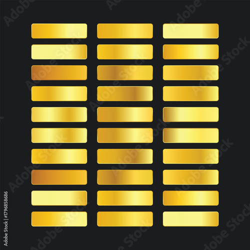 Gold bars on black background business vector icon set design element concept