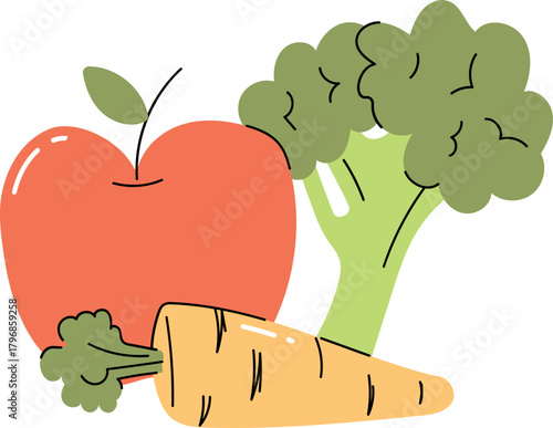Fruit and vegetable illustration icon