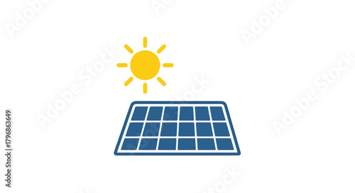 solar panel and sun vector icon