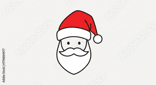 Santa claus face drawing christmas holiday season festive xmas celebration december vector illustration art