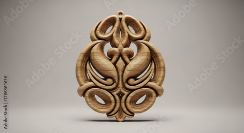 Ornate wood carving design element decorative art vintage style wooden craft handmade detail home decor