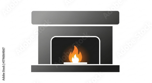 Cozy fireplace with burning fire vector illustration for home interior design and decoration ideas
