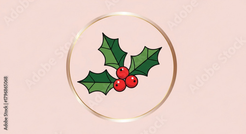 Christmas holly berry clip art for holiday season greeting card and festive decoration design element