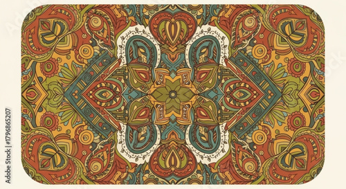 Bohemian floral pattern design vector, vintage style ornament, decorative art background, textile print 100