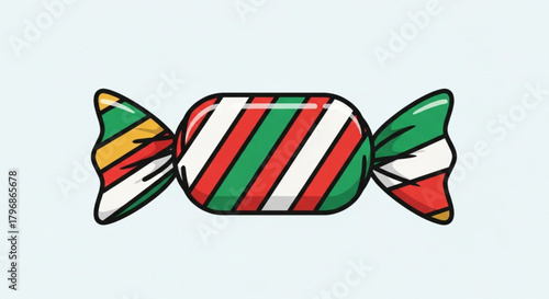 Festive christmas candy illustration with red green and white stripes for holiday season graphic design projects