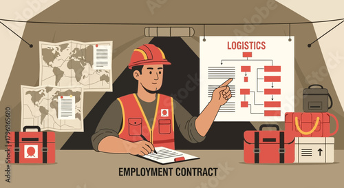 Logistics professional overseeing operational planning and employment contract execution
