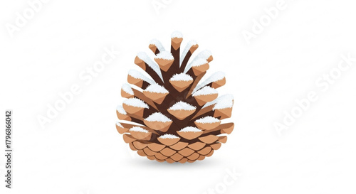 Snowy pine cone christmas decoration illustration for winter holiday season design and festive background