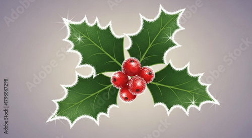 Festive christmas holly berry illustration for holiday season greetings and christmas decoration needs