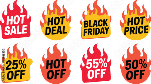 Hot Sale Price Promotion Labels Set Vector