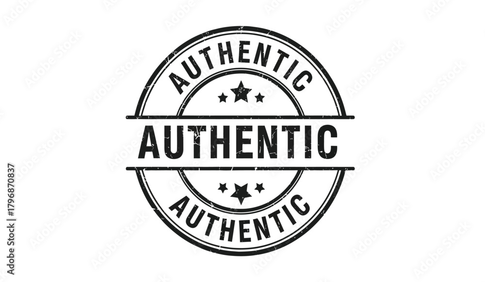 Fototapeta premium Authentic grunge rubber stamp emblem with three stars, a bold design symbolizing genuine quality, trusted originality, verified certification, and guaranteed reliability for product assurance