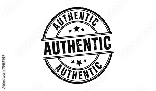 Authentic grunge rubber stamp or seal isolated on a white background, signifying genuine quality, originality, and trustworthiness for products, services, or documents.