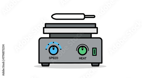 A simple vector illustration of a magnetic hotplate stirrer, essential equipment for a chemistry or biology laboratory experiment